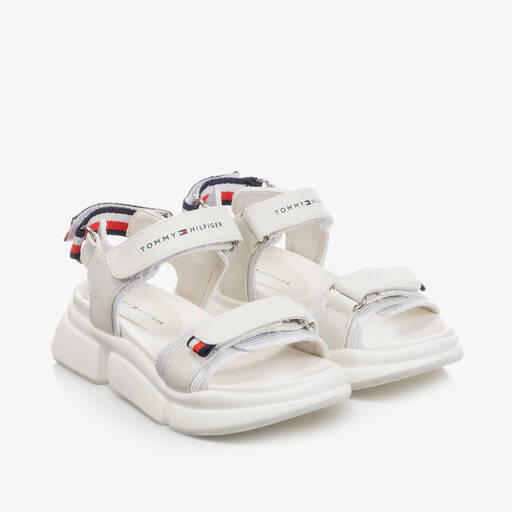 Tommy Hilfiger-Teen Girls White Logo Sandals | Childrensalon Outlet