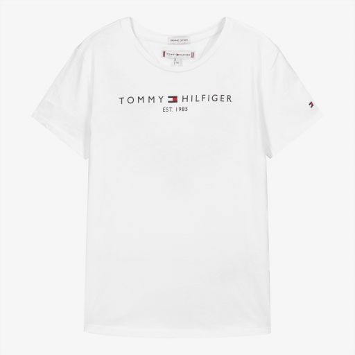 Tommy Hilfiger-Teen Girls White Logo T-Shirt | Childrensalon Outlet