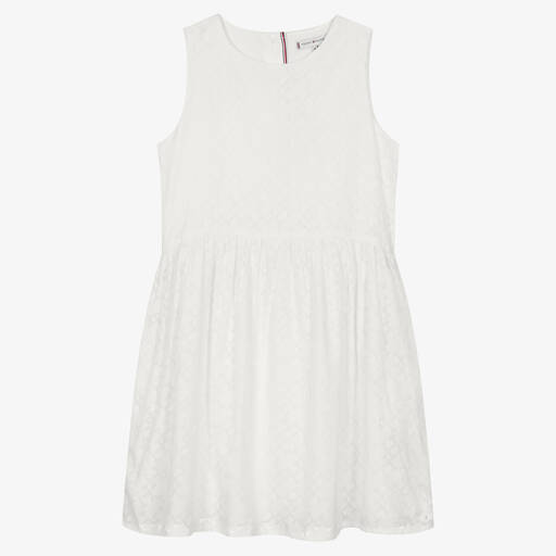 Tommy Hilfiger-Teen Girls White Monogram Logo Dress | Childrensalon Outlet