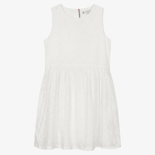 Tommy Hilfiger-Teen Girls White Monogram Logo Dress | Childrensalon Outlet