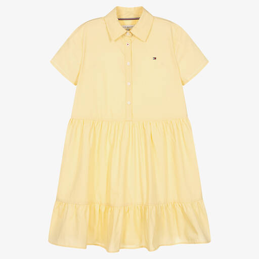 Tommy Hilfiger-فستان تينز بناتي قطن بوبلين لون أصفر | Childrensalon Outlet