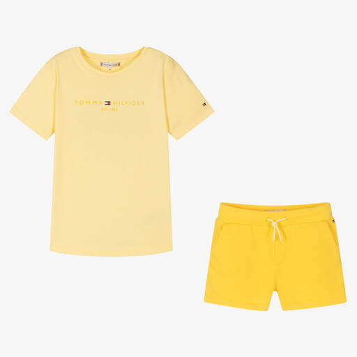 Tommy Hilfiger-Gelbes Baumwoll-Top & Shorts Set | Childrensalon Outlet