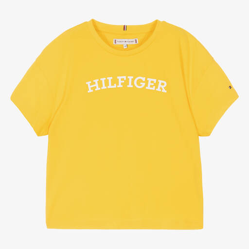Tommy Hilfiger-Teen Girls Yellow Cotton T-Shirt | Childrensalon Outlet