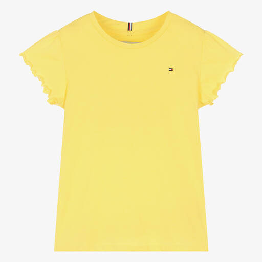 Tommy Hilfiger-Teen Girls Yellow Cotton T-Shirt | Childrensalon Outlet