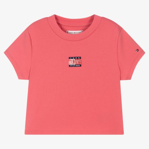 Tommy Hilfiger-Розовая укороченная футболка для подростков | Childrensalon Outlet
