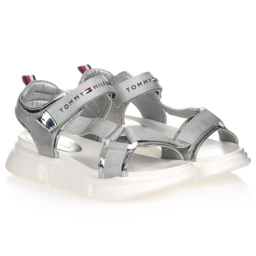Tommy Hilfiger-Teen Silver Logo Sandals | Childrensalon Outlet