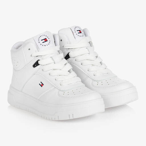 Tommy Hilfiger-Teen White High-Top Trainers | Childrensalon Outlet