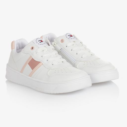 Tommy Hilfiger-Teen White Lace-Up Trainers | Childrensalon Outlet
