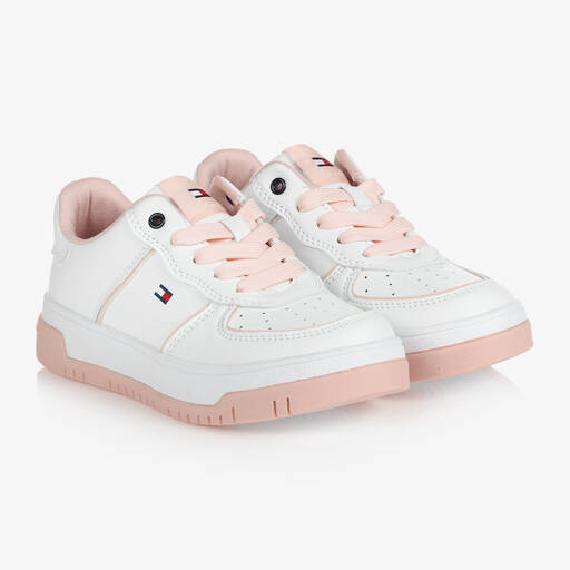 Tommy Hilfiger-Teen White Lace-Up Trainers | Childrensalon Outlet