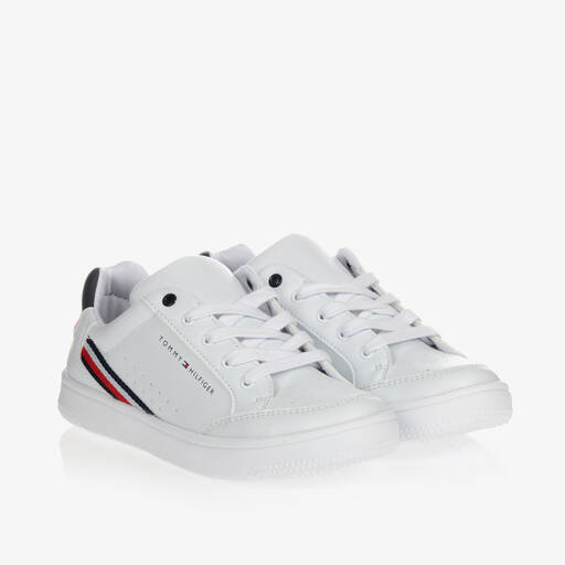 Tommy Hilfiger-Teen White Logo Trainers | Childrensalon Outlet