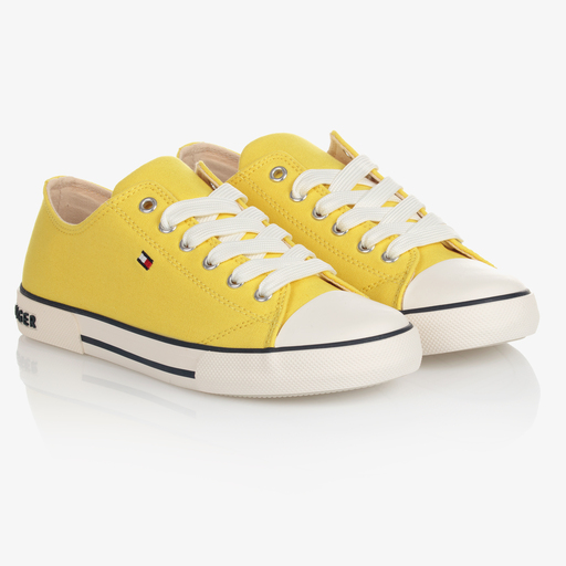 Tommy Hilfiger-Teen Yellow Canvas Trainers | Childrensalon Outlet