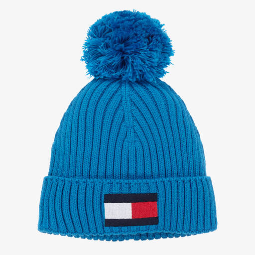 Tommy Hilfiger-قبعة مزيج قطن عضوي محبوك لون أزرق تركواز للأولاد | Childrensalon Outlet