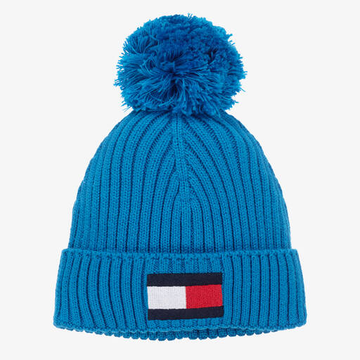 Tommy Hilfiger-Turquoise Blue Knitted Cotton Flag Hat | Childrensalon Outlet