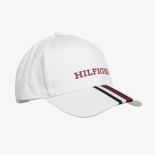 Tommy Hilfiger-White Cotton Embroidered Cap | Childrensalon Outlet
