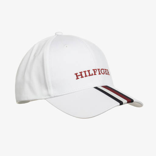 Tommy Hilfiger-Casquette blanche brodée en coton | Childrensalon Outlet