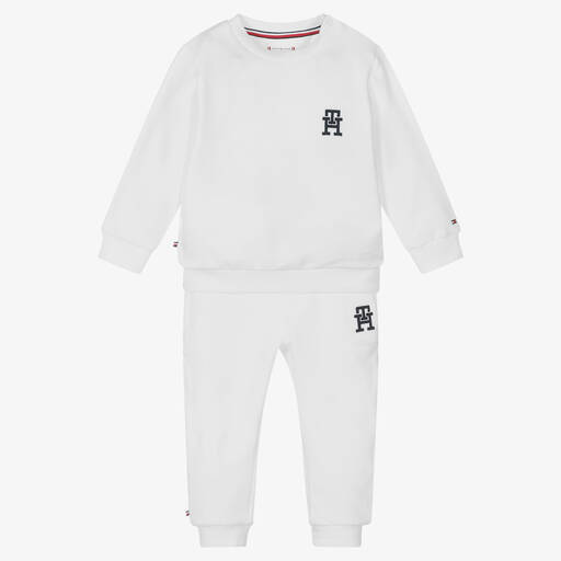 Tommy Hilfiger-بدلة رياضية قطن جيرسي لون أبيض للأطفال | Childrensalon Outlet