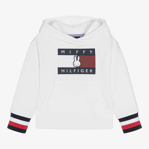 Tommy Hilfiger-توب هودي قطن جيرسي لون أبيض | Childrensalon Outlet