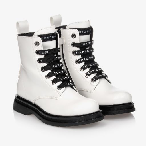 Tommy Hilfiger-Boots blanches en simili cuir | Childrensalon Outlet