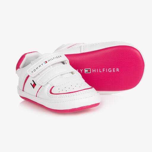 Tommy Hilfiger-White Pre-Walker Baby Trainers | Childrensalon Outlet