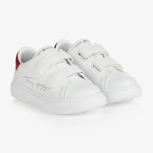Tommy Hilfiger-White & Silver Logo Trainers | Childrensalon Outlet