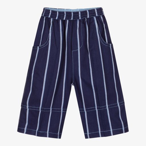 Turquaz-Boys Long Blue Cotton Shorts | Childrensalon Outlet