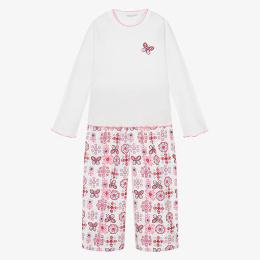 Turquaz-Girls Pink & White Butterfly Sleepwear | Childrensalon Outlet