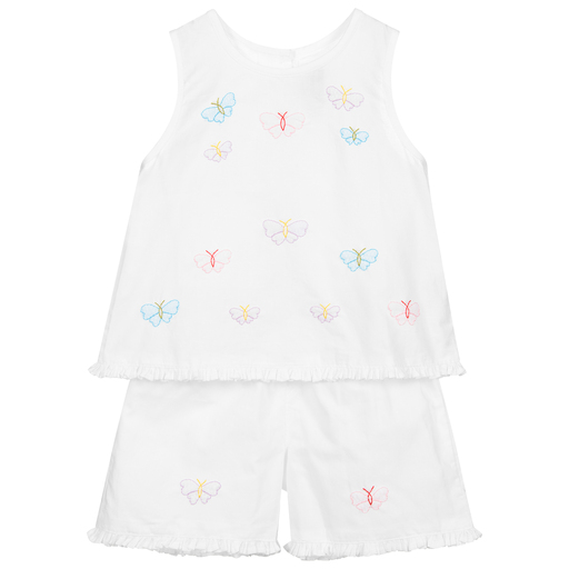 Turquaz-White Embroidered Shorts Set | Childrensalon Outlet