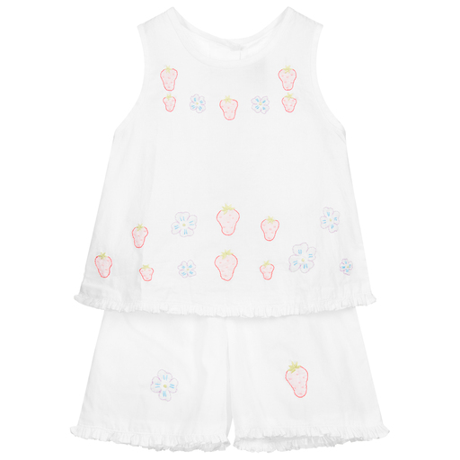 Turquaz-White Embroidered Shorts Set | Childrensalon Outlet