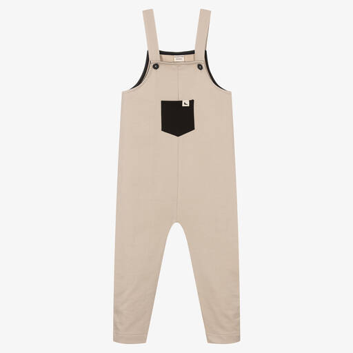 Turtledove London-Beige Organic Cotton Dungarees | Childrensalon Outlet