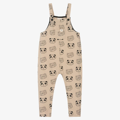 Turtledove London-Beige Organic Cotton Dungarees | Childrensalon Outlet