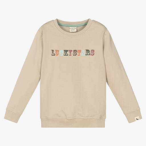 Turtledove London-Beige Organic Cotton Sweatshirt  | Childrensalon Outlet