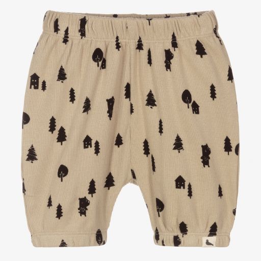 Turtledove London-Beige Ribbed Cotton Shorts | Childrensalon Outlet