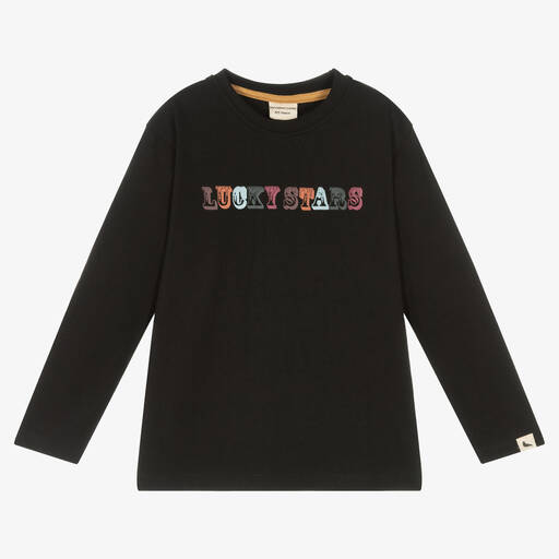 Turtledove London-Black Organic Cotton Logo Top  | Childrensalon Outlet