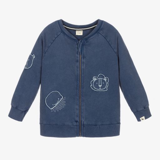 Turtledove London-Blue Cotton Zip-Up Top | Childrensalon Outlet