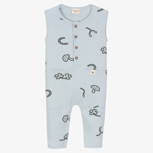 Turtledove London-Blue Organic Cotton Jumpsuit | Childrensalon Outlet