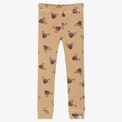 Turtledove London-Brown Organic Cotton Printed Leggings  | Childrensalon Outlet