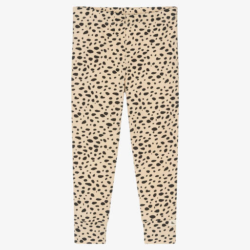 Turtledove London-Girls Beige Organic Cotton Leggings  | Childrensalon Outlet