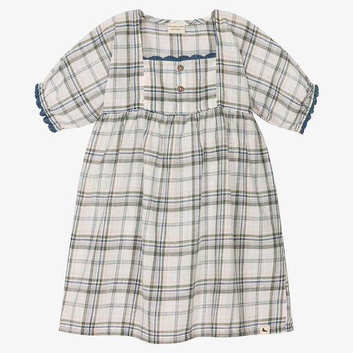 Turtledove London-Girls White Check Cotton Dress | Childrensalon Outlet