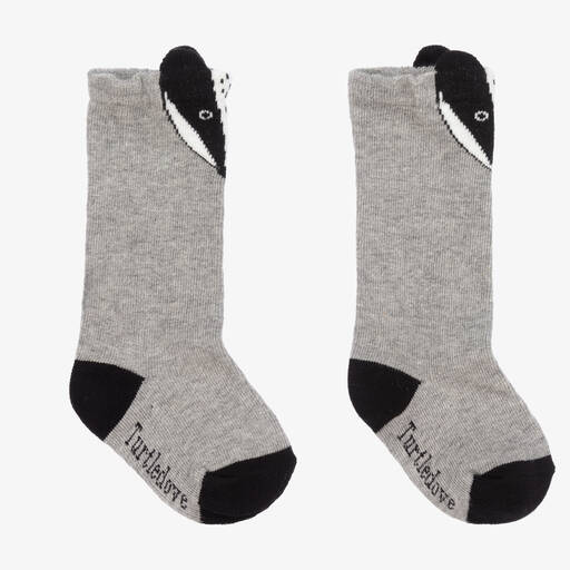 Turtledove London-Grey Cotton Badger Socks | Childrensalon Outlet