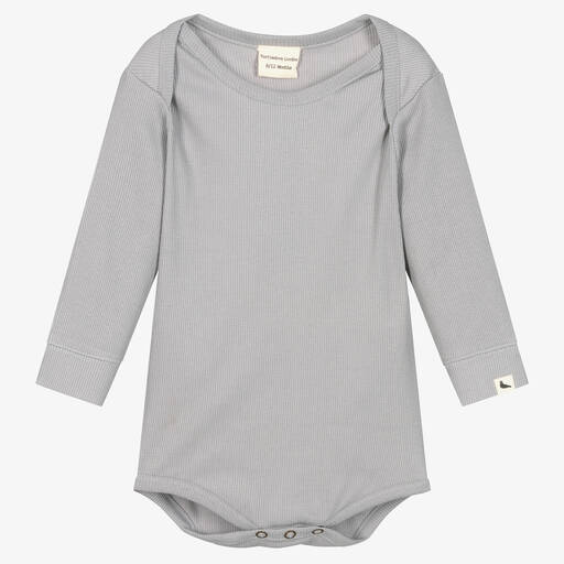 Turtledove London-Grey Organic Cotton Baby Bodyvest | Childrensalon Outlet