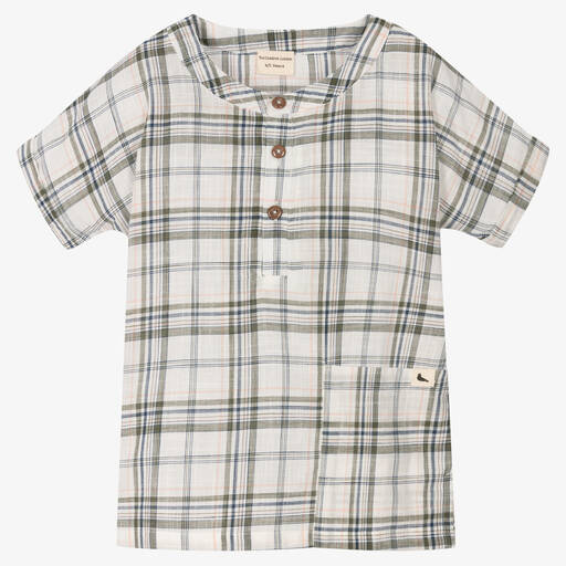 Turtledove London-White Check Cotton Shirt | Childrensalon Outlet