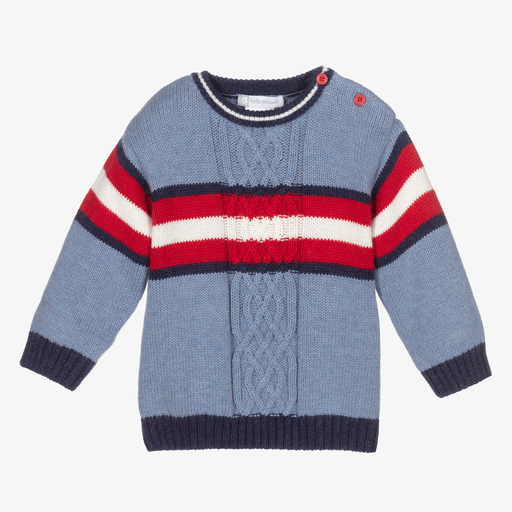 Tutto Piccolo-Baby Boys Blue Cotton Sweater | Childrensalon Outlet