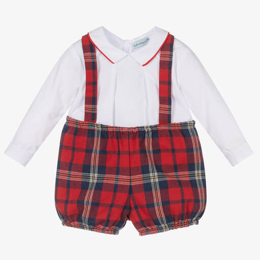 Tutto Piccolo-Baby Boys Red Check Shorts Set | Childrensalon Outlet