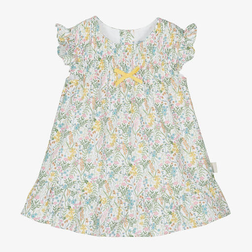 Tutto Piccolo-Baby Girls White Floral Cotton Dress | Childrensalon Outlet