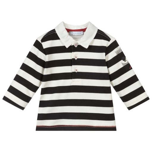Tutto Piccolo-Black Striped Polo Shirt | Childrensalon Outlet
