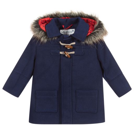 Tutto Piccolo-Blauer Dufflecoat mit Fellbesatz | Childrensalon Outlet