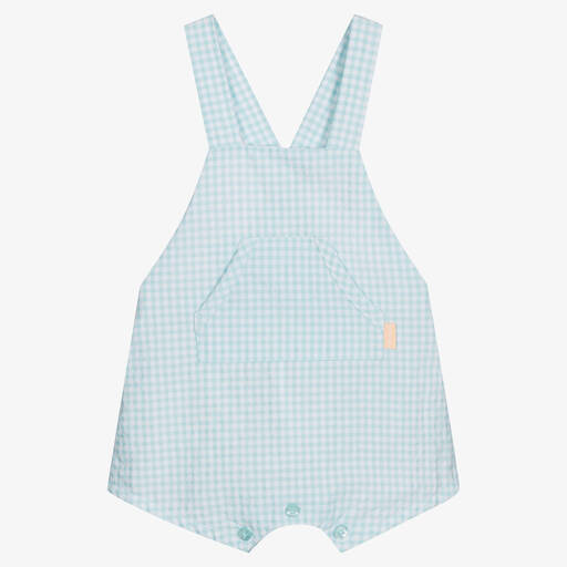 Tutto Piccolo-Blue Gingham Cotton Baby Dungarees  | Childrensalon Outlet