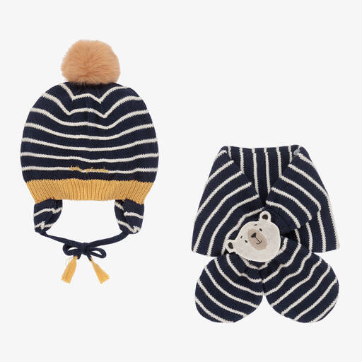 Tutto Piccolo-Blue Knitted Hat & Scarf Set | Childrensalon Outlet