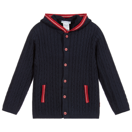 Tutto Piccolo-Blue Knitted Hooded Cardigan | Childrensalon Outlet