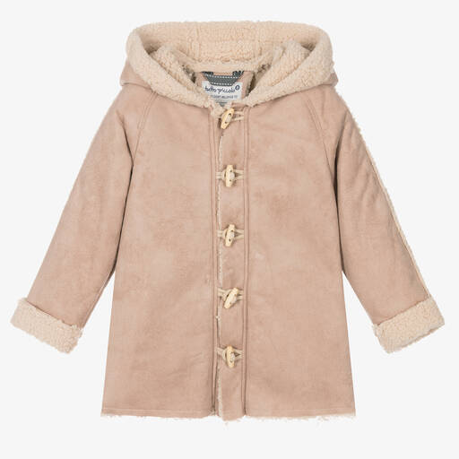 Tutto Piccolo-Boys Beige Faux Sheepskin Hooded Coat | Childrensalon Outlet
